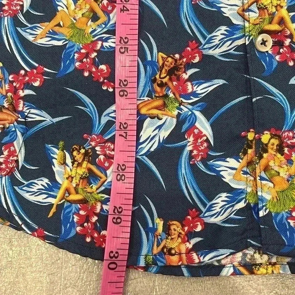 [M]Stenstroms  Flimline Hawaiian Floral Girl Blue Cotton L/S Button Up Shirt - Picture 5 of 6